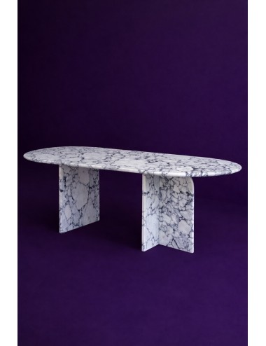 Calacatta Mermer T Ayaklı Yemek Masası